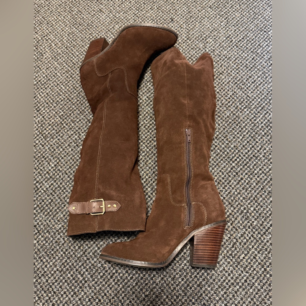 Brown Suede Knee-High Boots by Kelsi Dagger